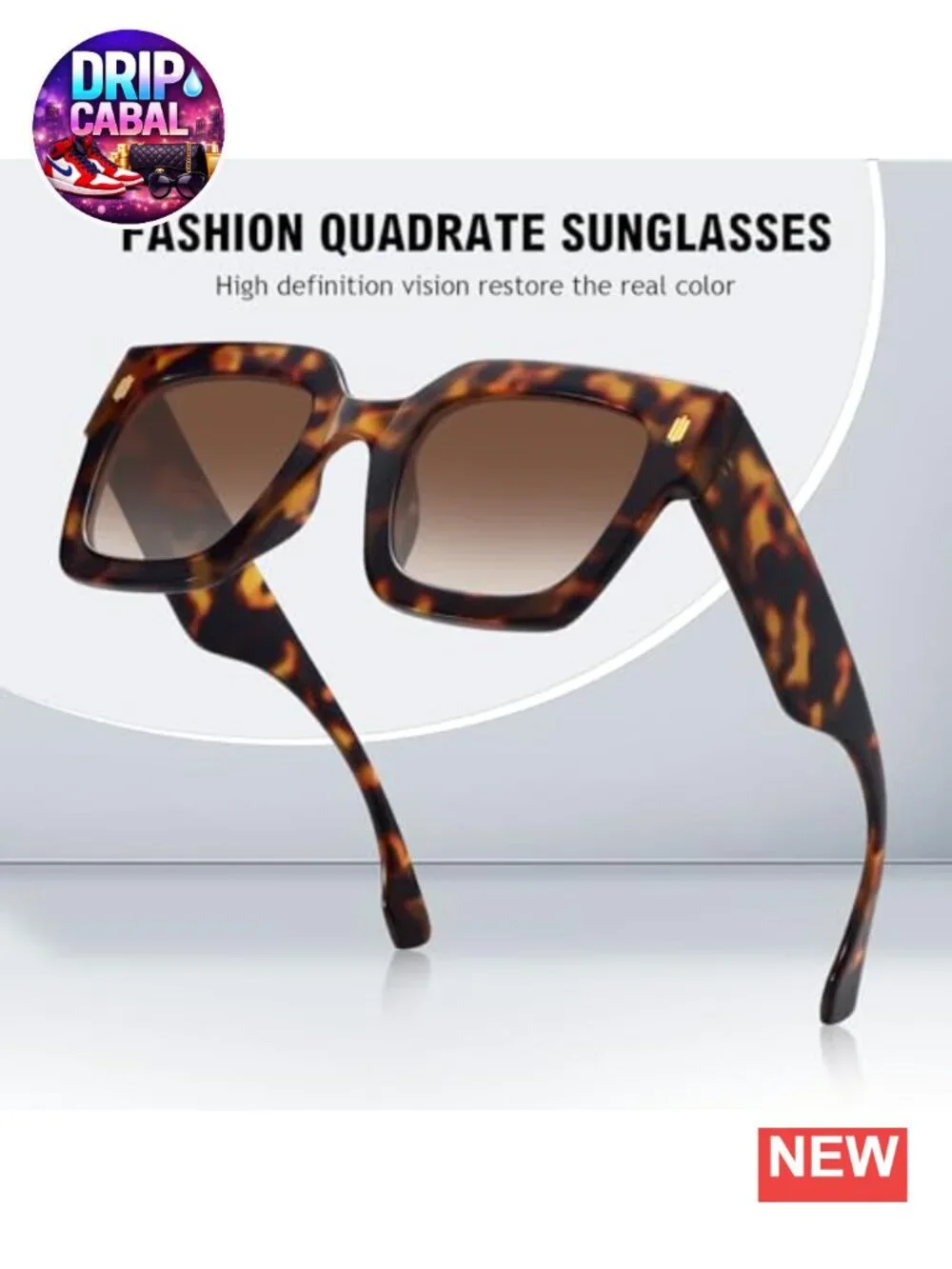 Retro Oversized Square Sunglasses UV400 Protection Chunky Plastic Frames